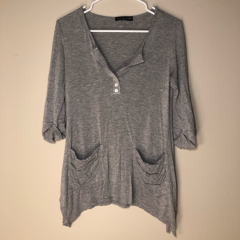 Gray 3/4 sleeve T-shirt